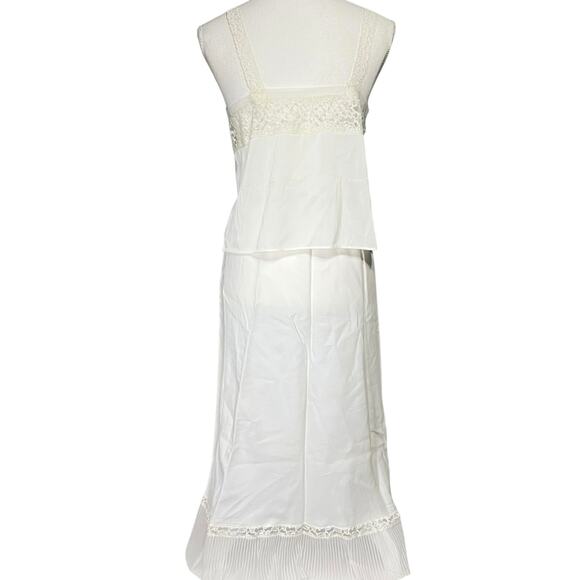 Vintage Lingerie Skirt Set Size Small White Half Slip Camisole Lace Accent Hem - Picture 2 of 10